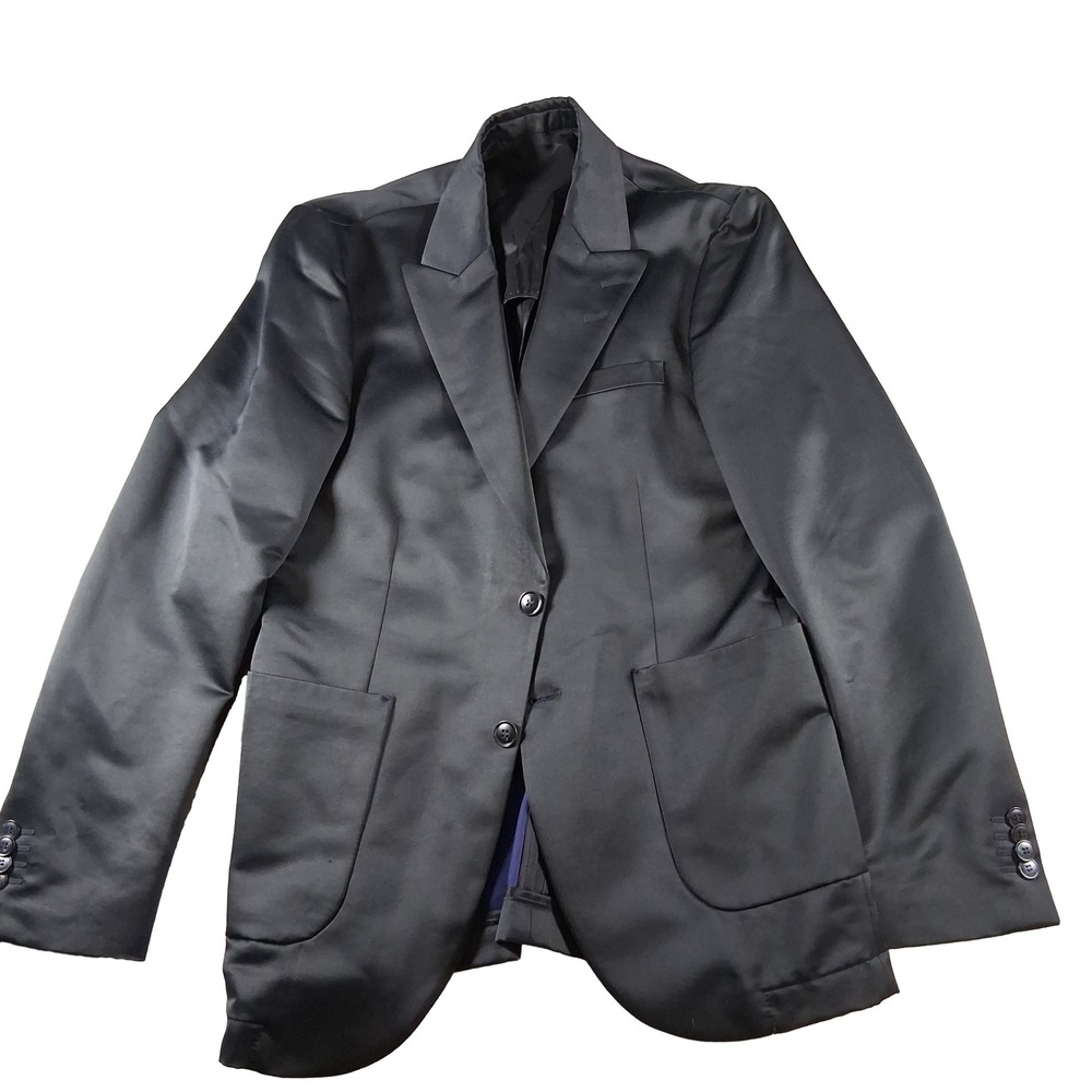Tiger of Sweden Unstructured Blazer 38R Black Slim Wool Double Vent Peak Lapel
